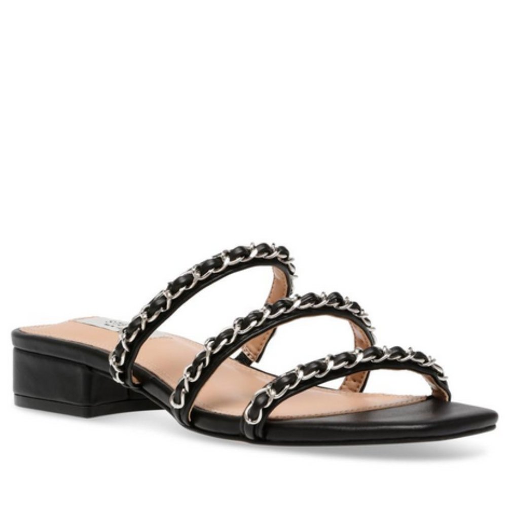STEVEN by Steve Madden Chain Braided Heeled Slip On Sandals Size 6.5 NWT
